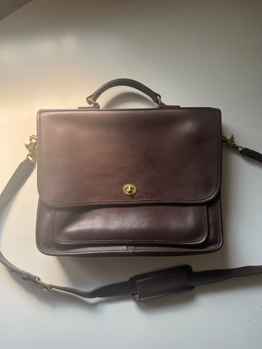 Vintage Coach - Leather Briefcase Messenger Bag - Dark Brown